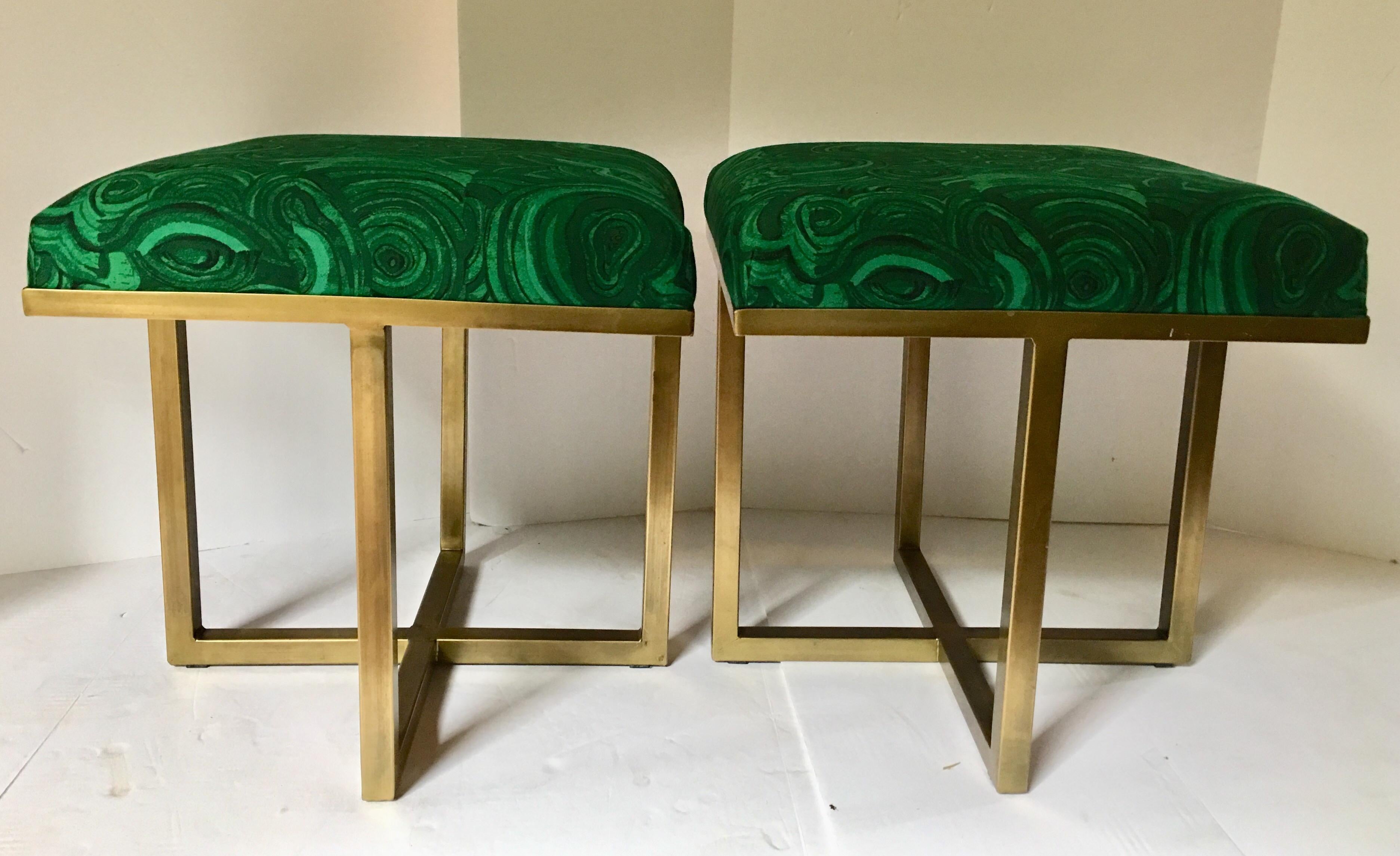 Hollywood Regency Style Tony Duquette Malachite Stool Ottomans at 1stDibs