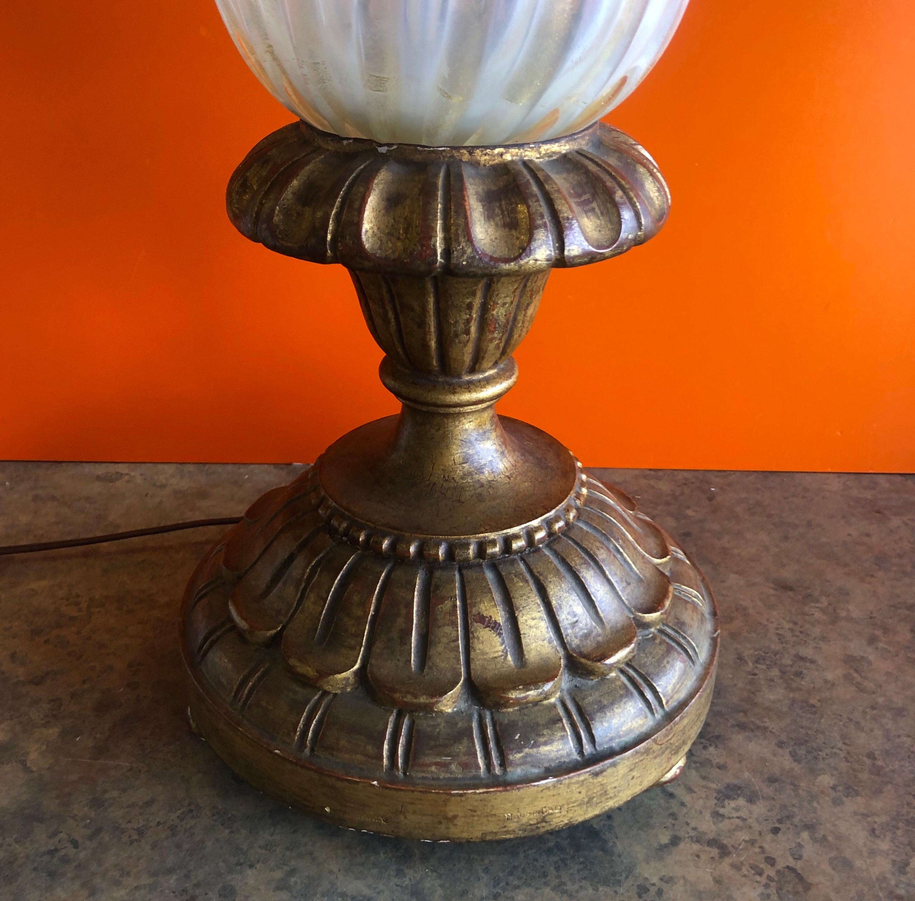 Italian Hollywood Regency Style Torchiere Lamp by Murano Glass