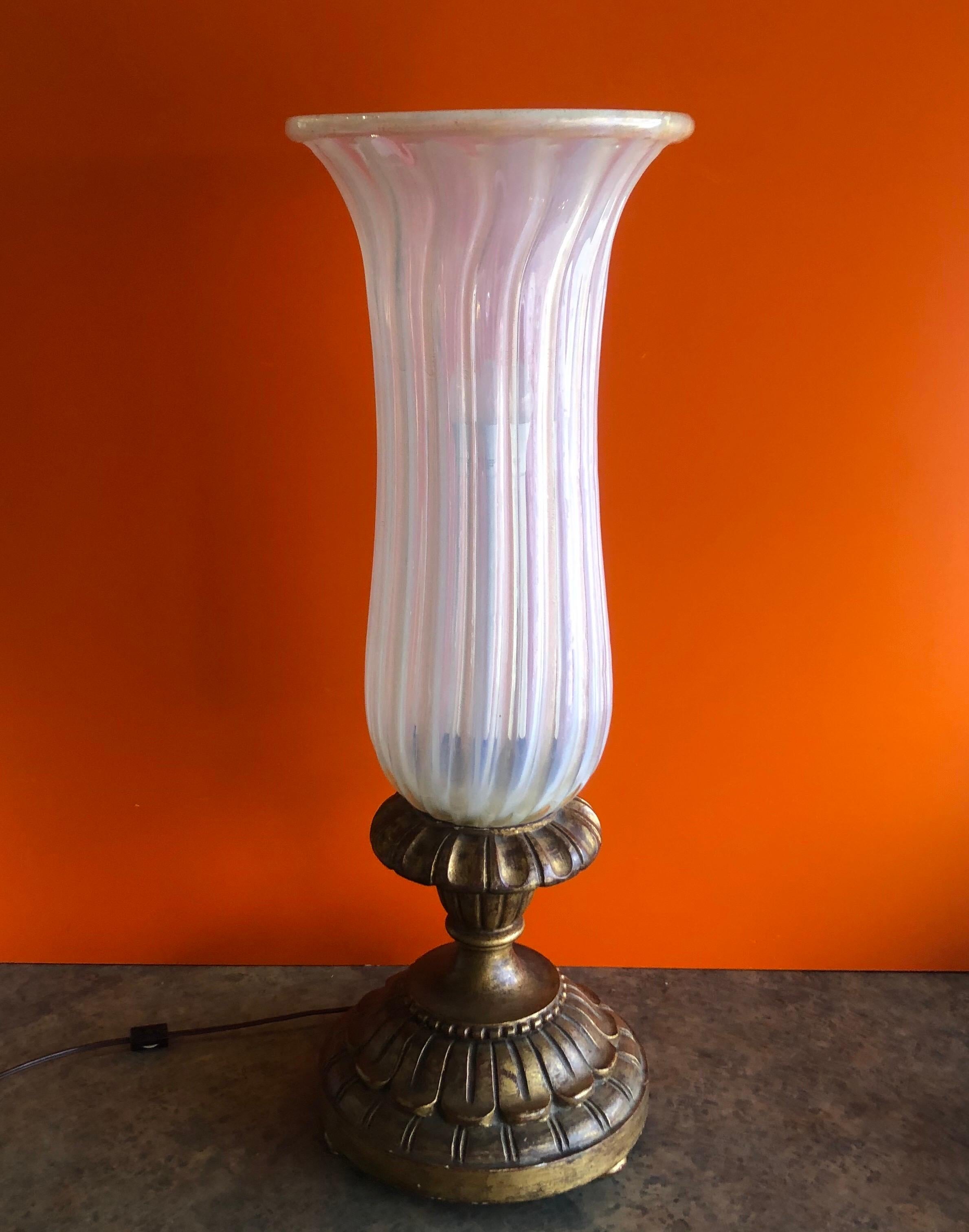 Hollywood Regency Style Torchiere Lamp by Murano Glass In Good Condition In San Diego, CA
