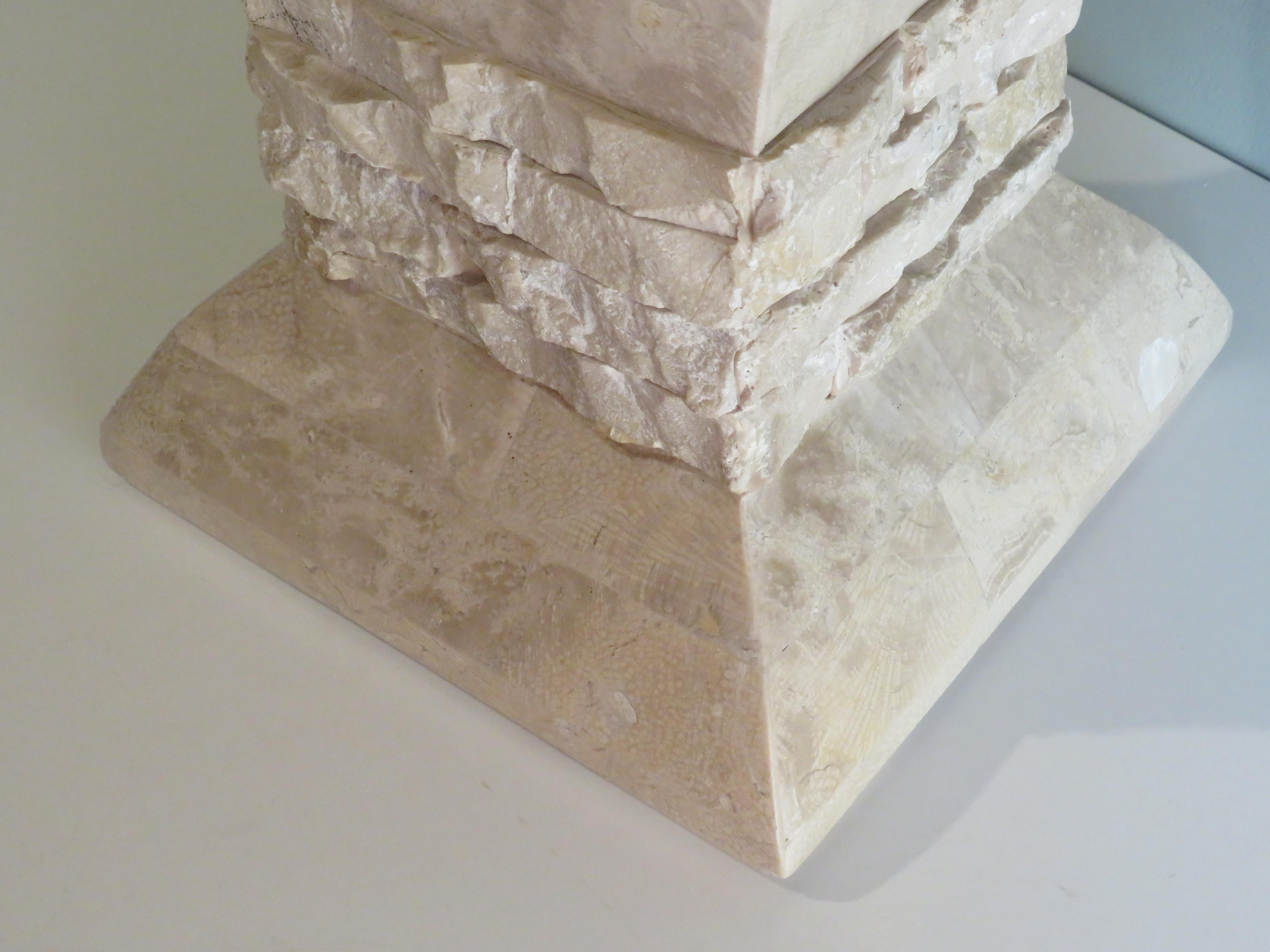 Hollywood Regency Style Travertine Column, Pedestal, Italy, 1970s For Sale 10