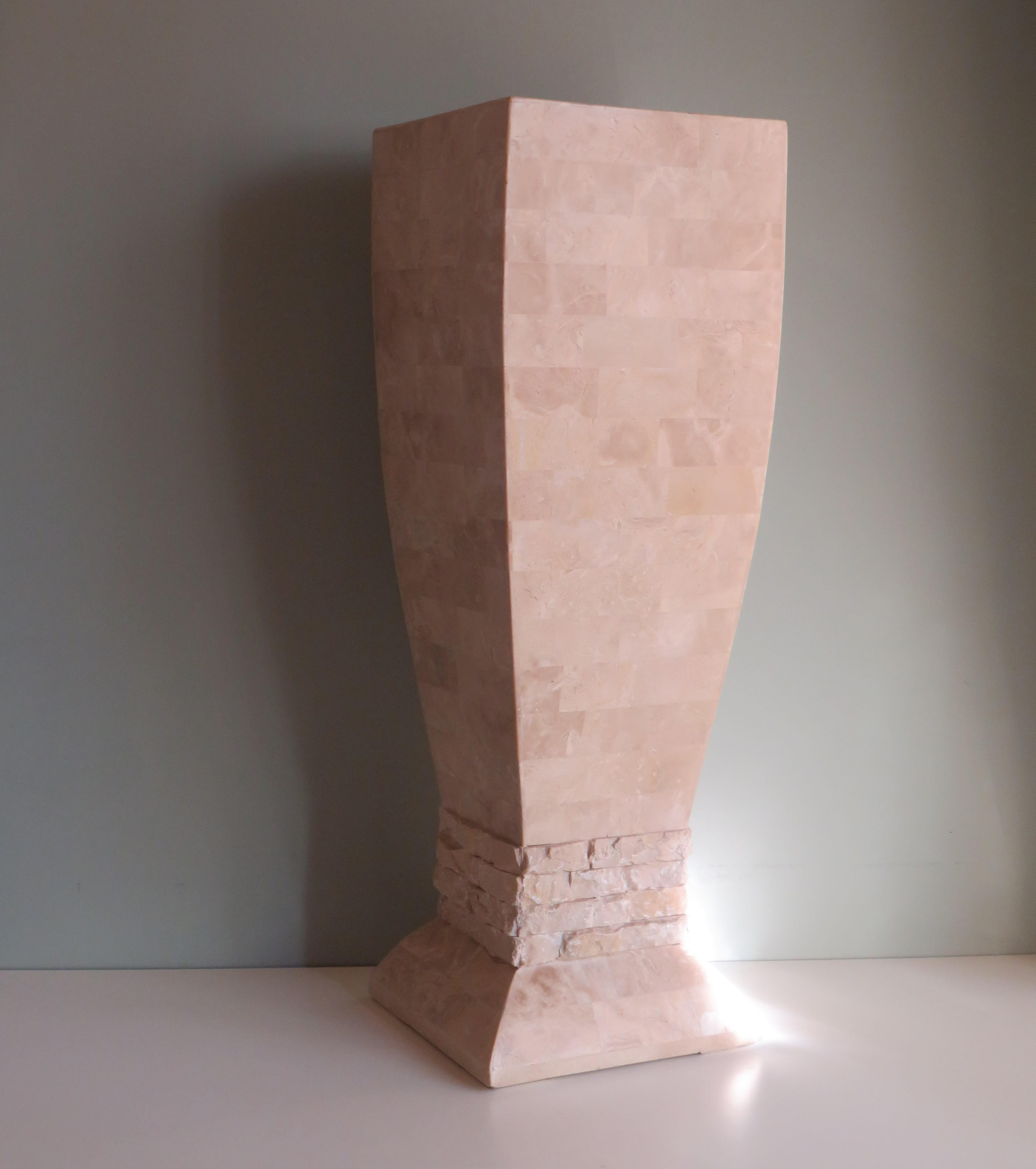 Italian Hollywood Regency Style Travertine Column, Pedestal, Italy, 1970s For Sale