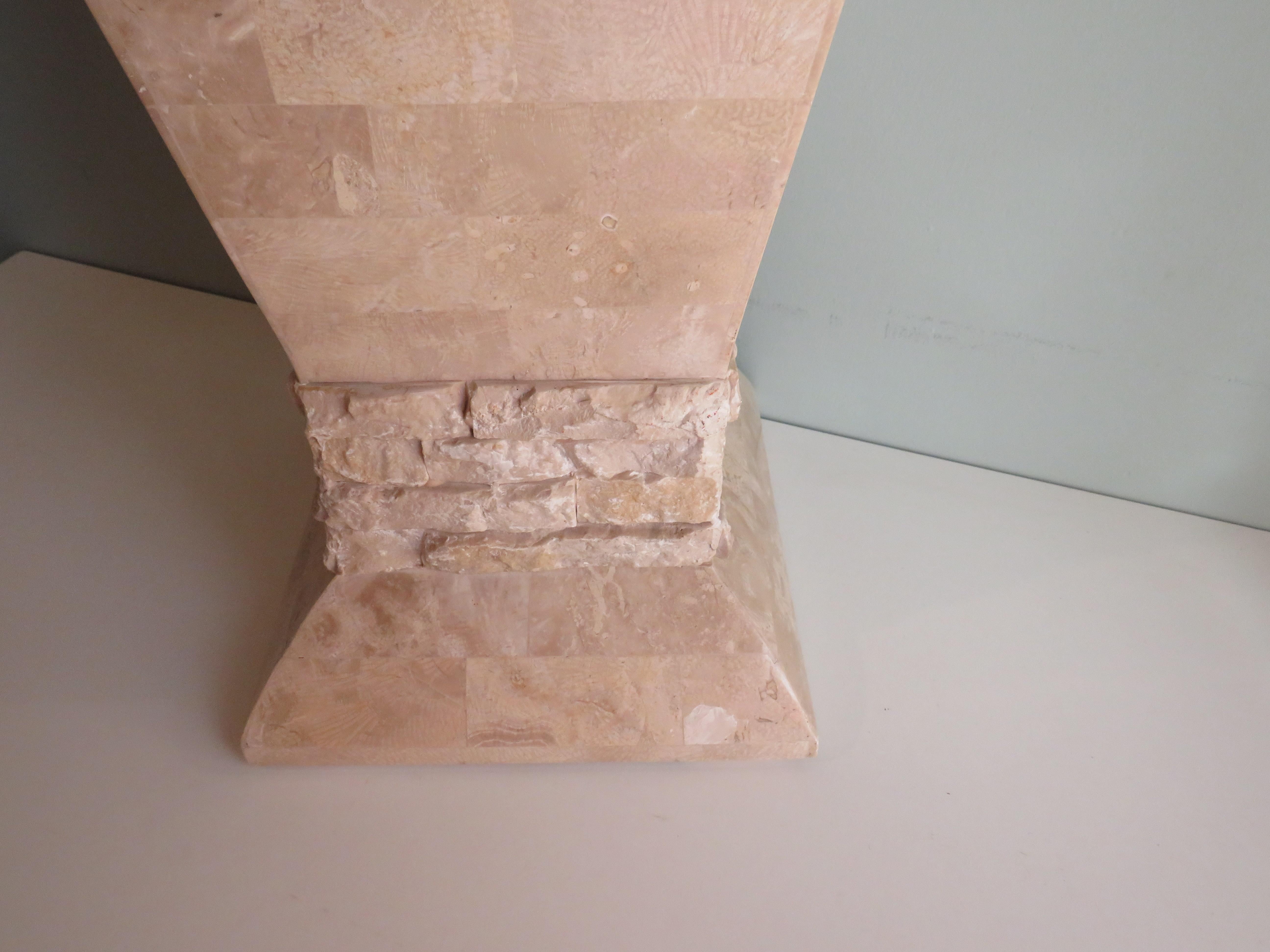 Late 20th Century Hollywood Regency Style Travertine Column, Pedestal, Italy, 1970s For Sale