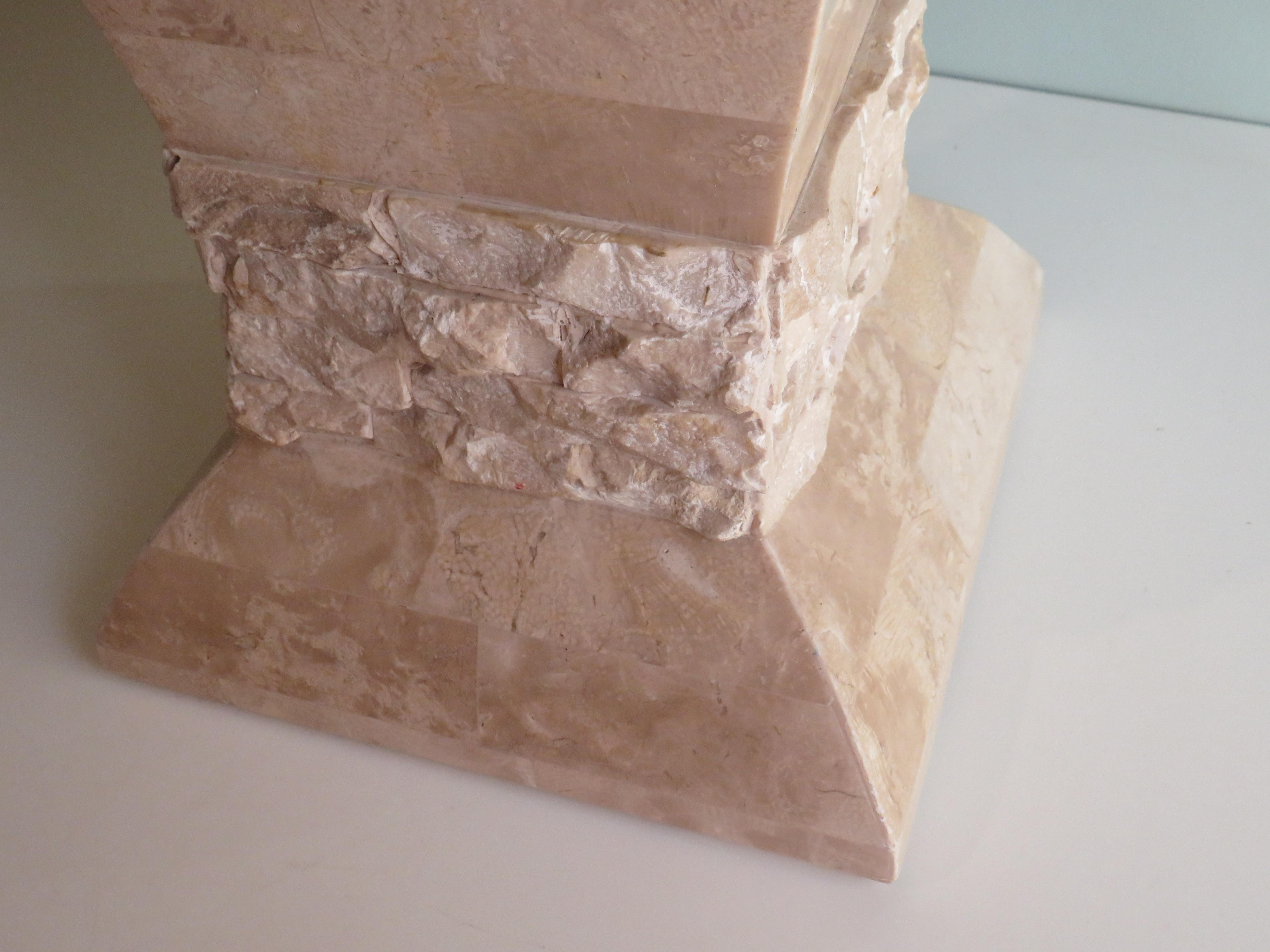 Hollywood Regency Style Travertine Column, Pedestal, Italy, 1970s For Sale 1