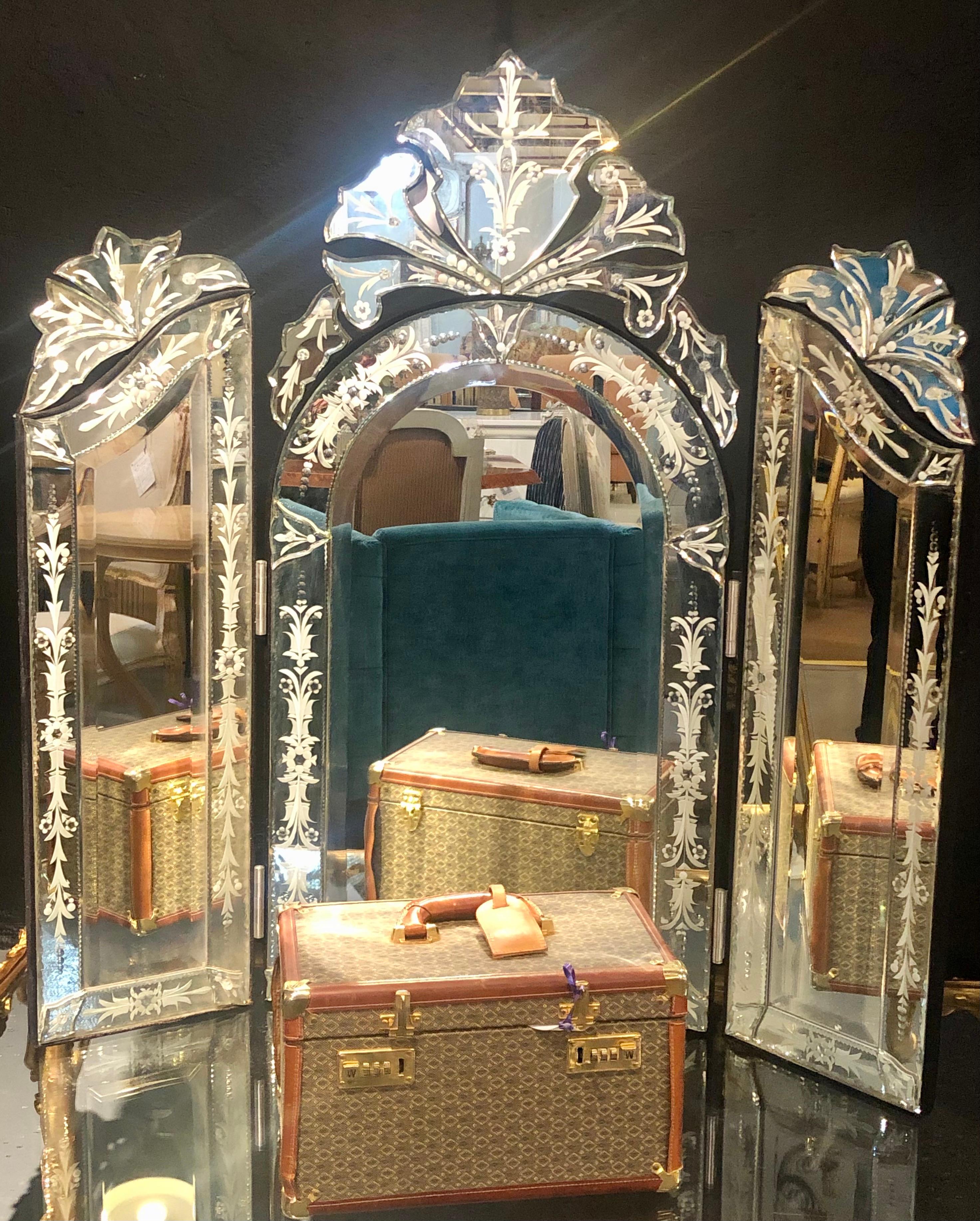 tri fold venetian mirror