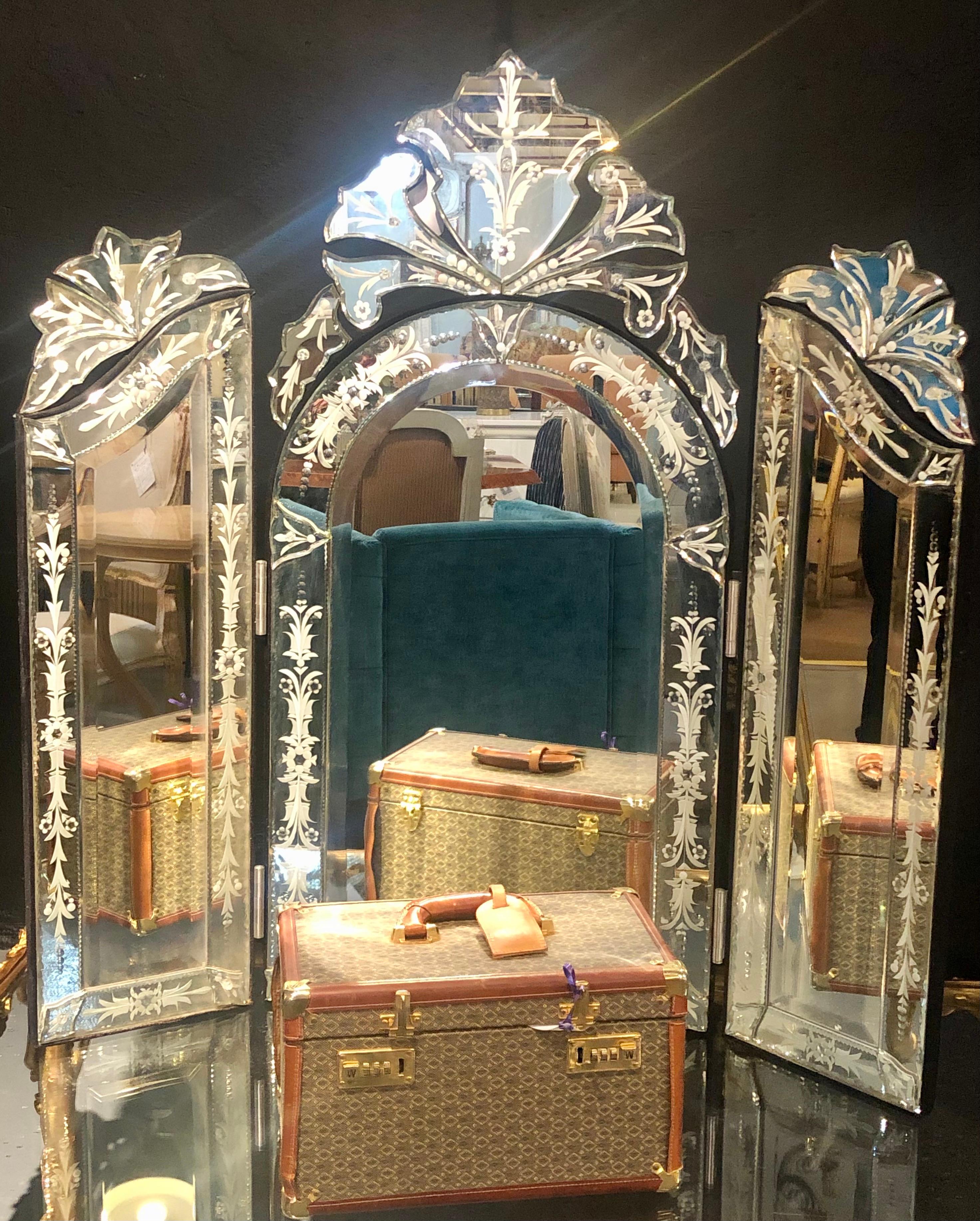 tri fold venetian mirror