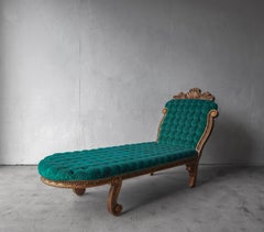 Hollywood Regency Style Tufted Velvet Chaise