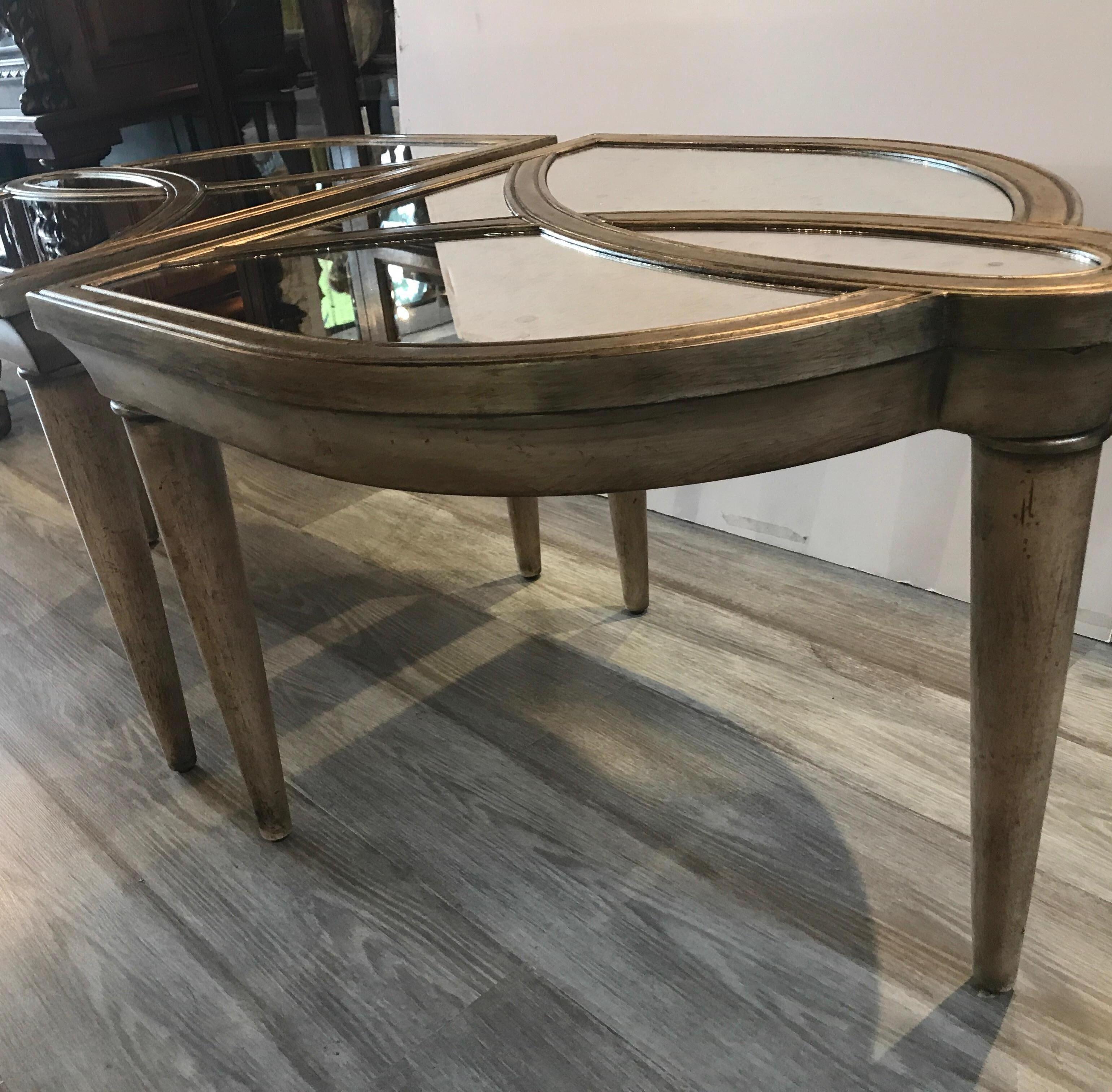 Hollywood Regency Style Two-Part Mirrored Cocktail Table In Excellent Condition In Lambertville, NJ