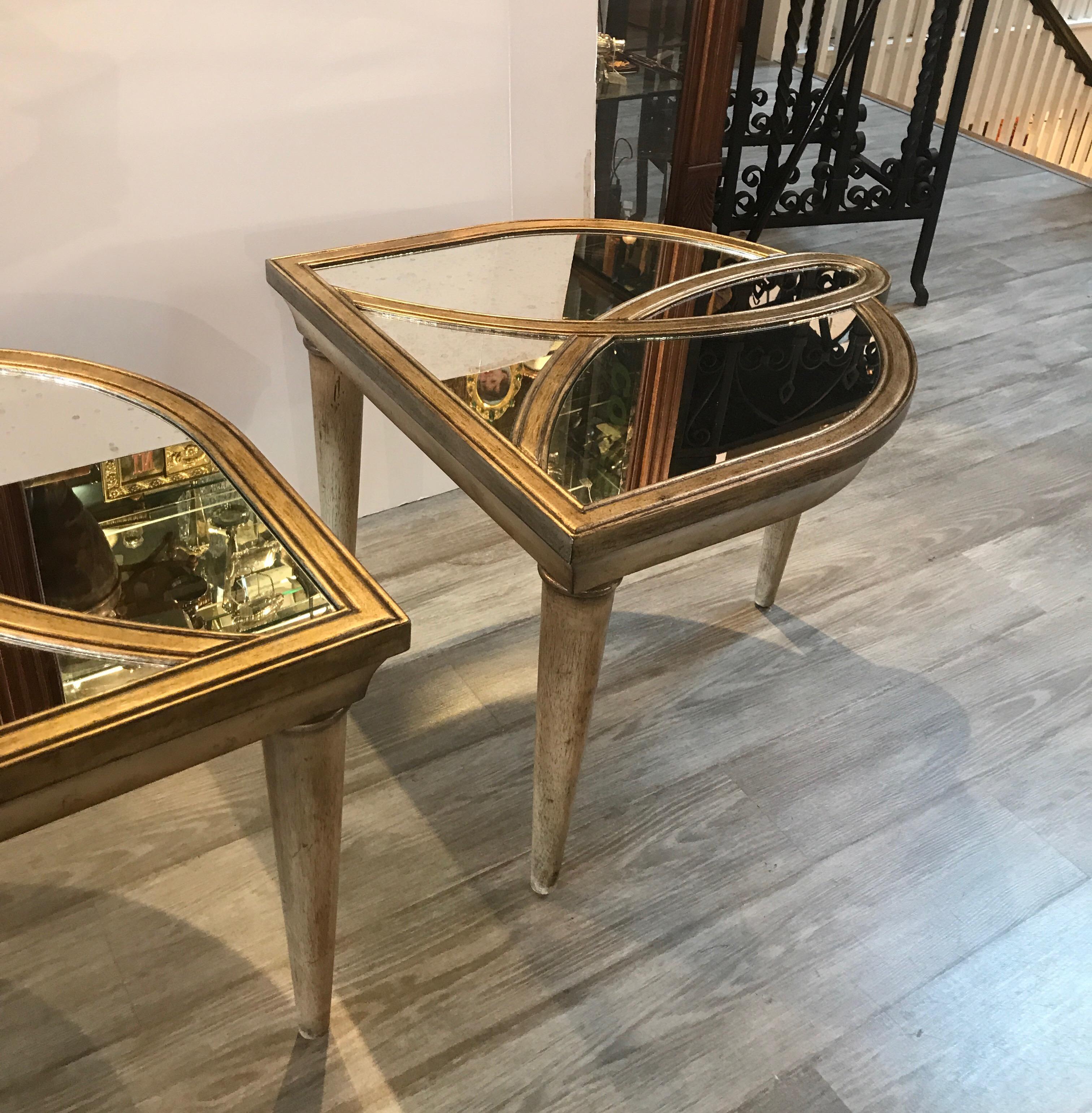 Hollywood Regency Style Two-Part Mirrored Cocktail Table 1