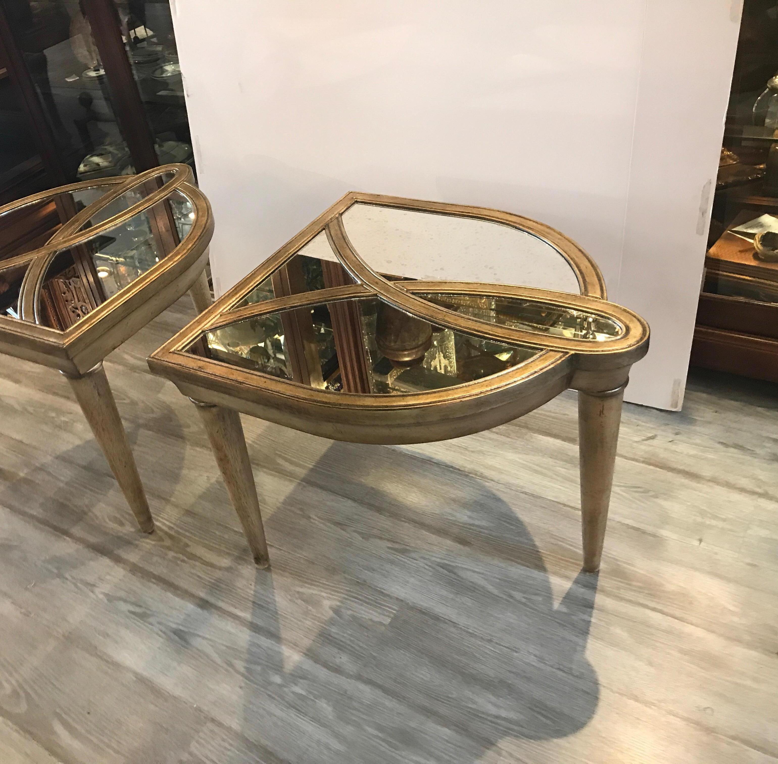 Hollywood Regency Style Two-Part Mirrored Cocktail Table 3