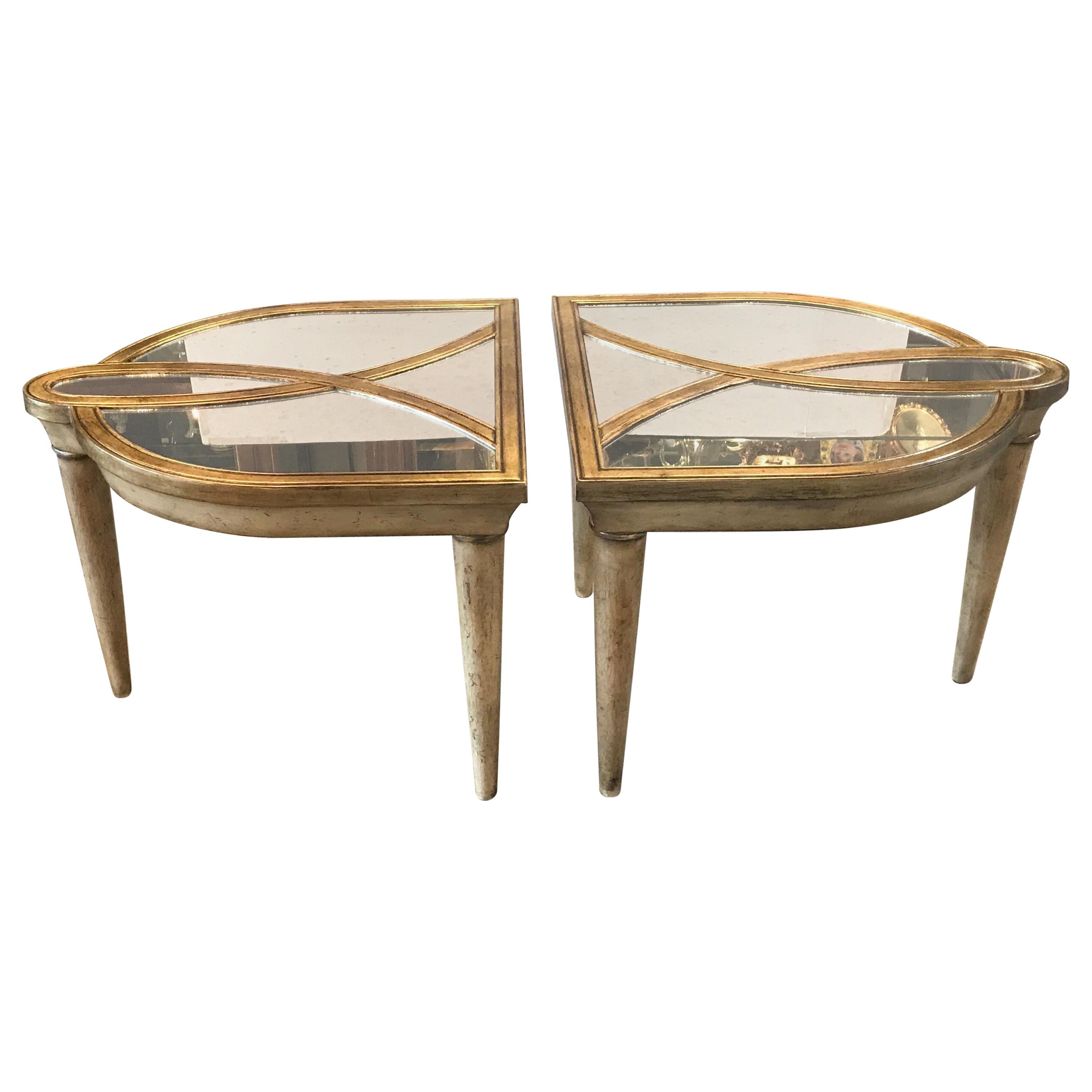 Hollywood Regency Style Two-Part Mirrored Cocktail Table