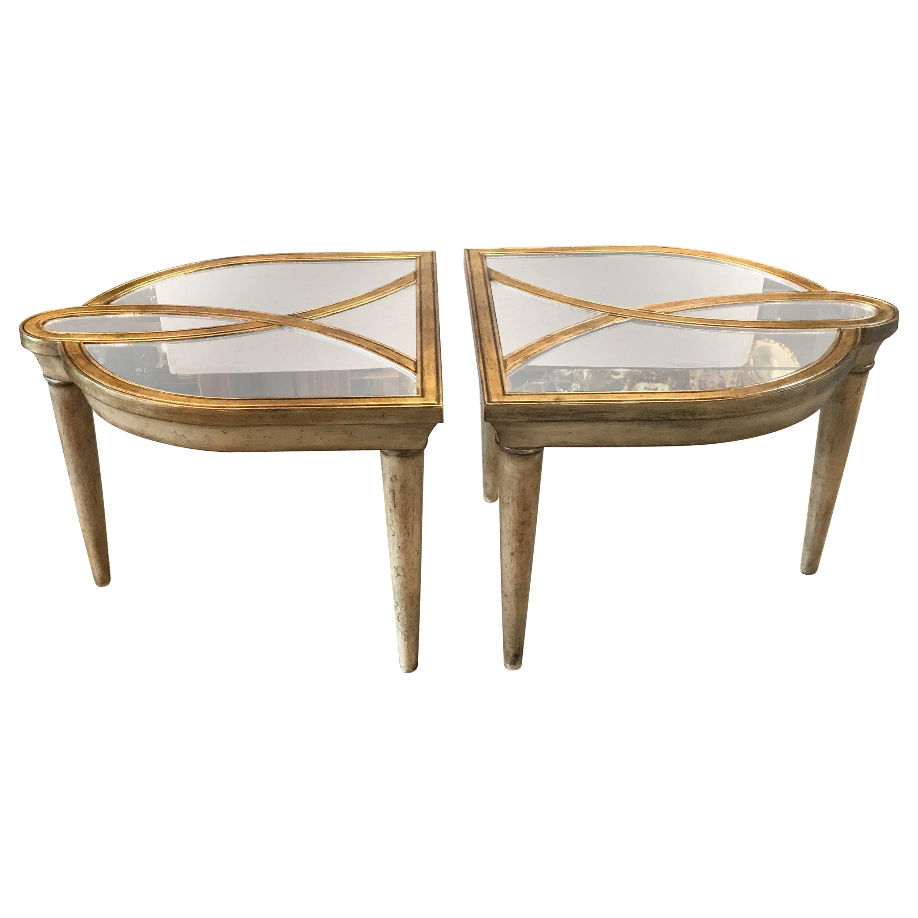 Hollywood Regency Style Two-Part Mirrored Cocktail Table