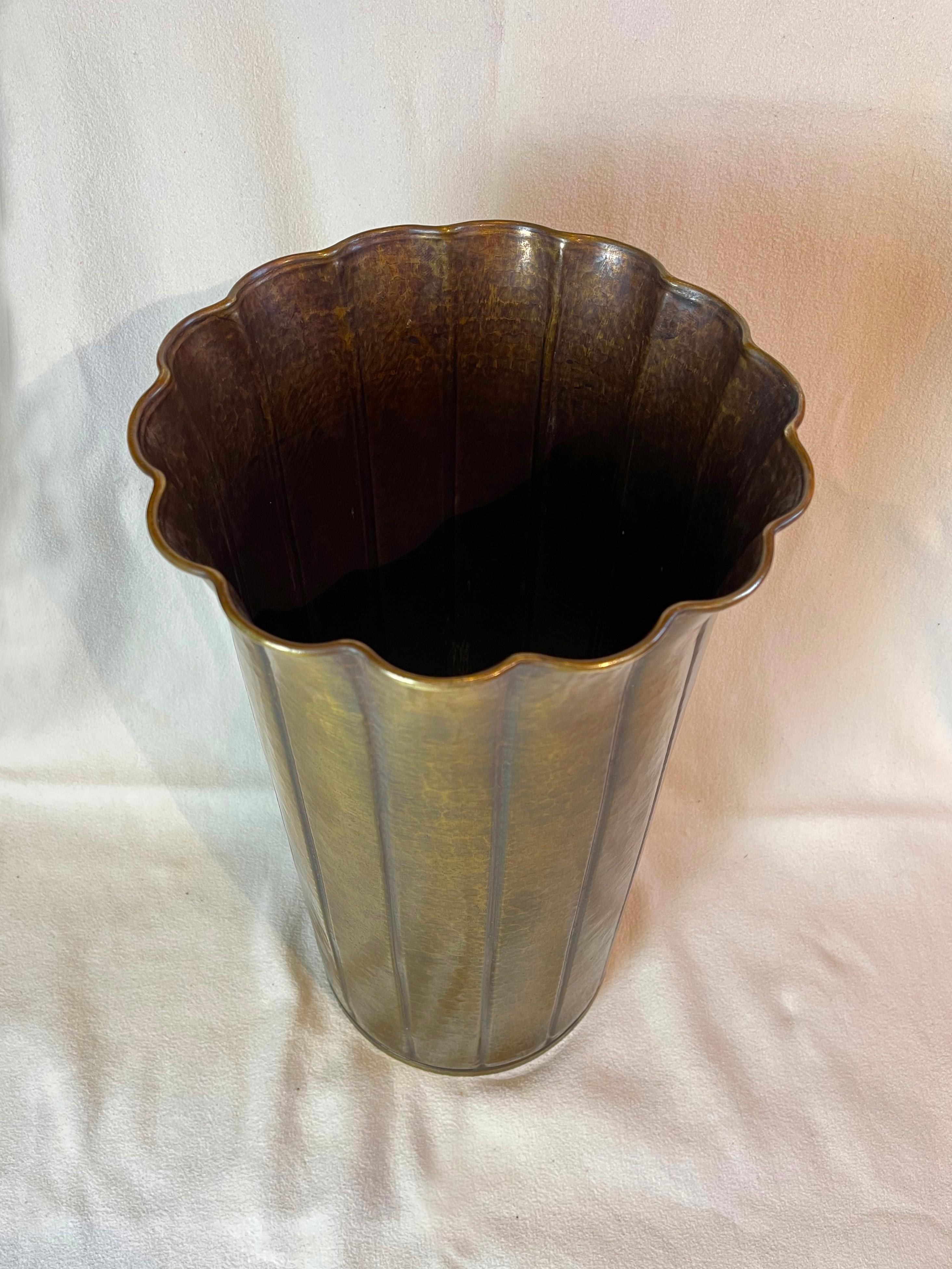 20th Century Hollywood Regency Style Umbrella Stand from Hammered Brass, 1950-1970s For Sale