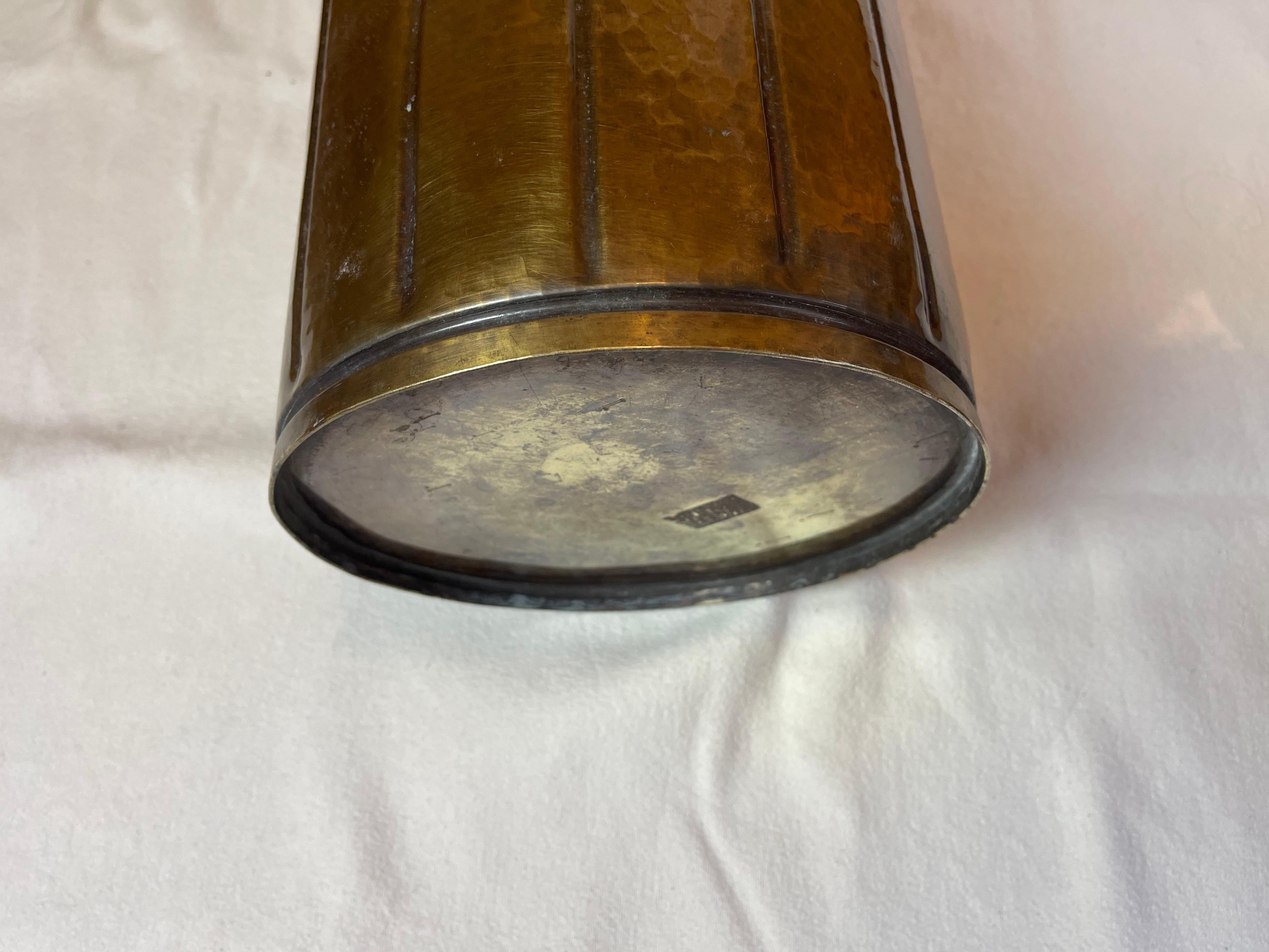 Hollywood Regency Style Umbrella Stand from Hammered Brass, 1950-1970s For Sale 2