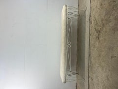 Hollywood Regency Style Upholstered Bench with Wrought Iron Frame