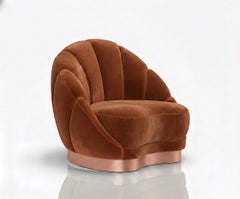 Hollywood Regency Lounge Chair by Munna Design, Velvet & Walnut