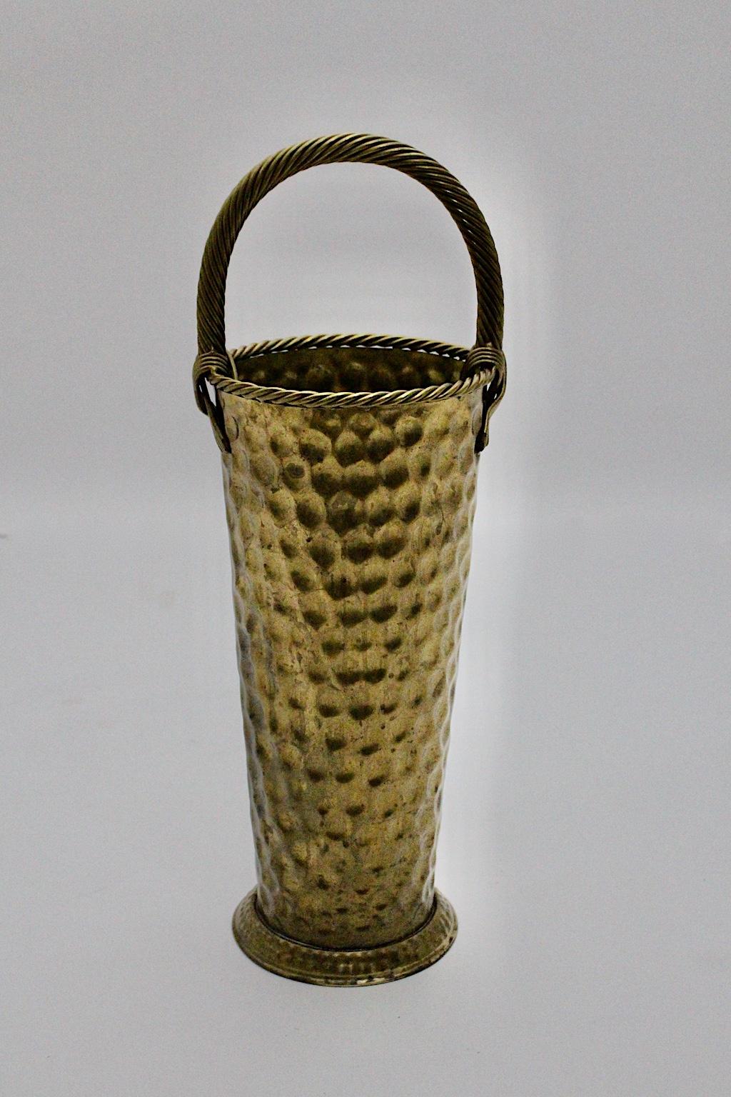 Hollywood Regency Style Vintage Brass Umbrella Stand, 1970s, Italy 1