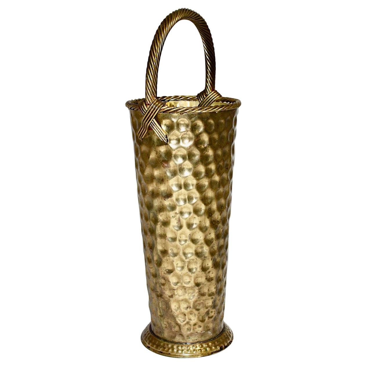 Hollywood Regency Style Vintage Brass Umbrella Stand, 1970s, Italy