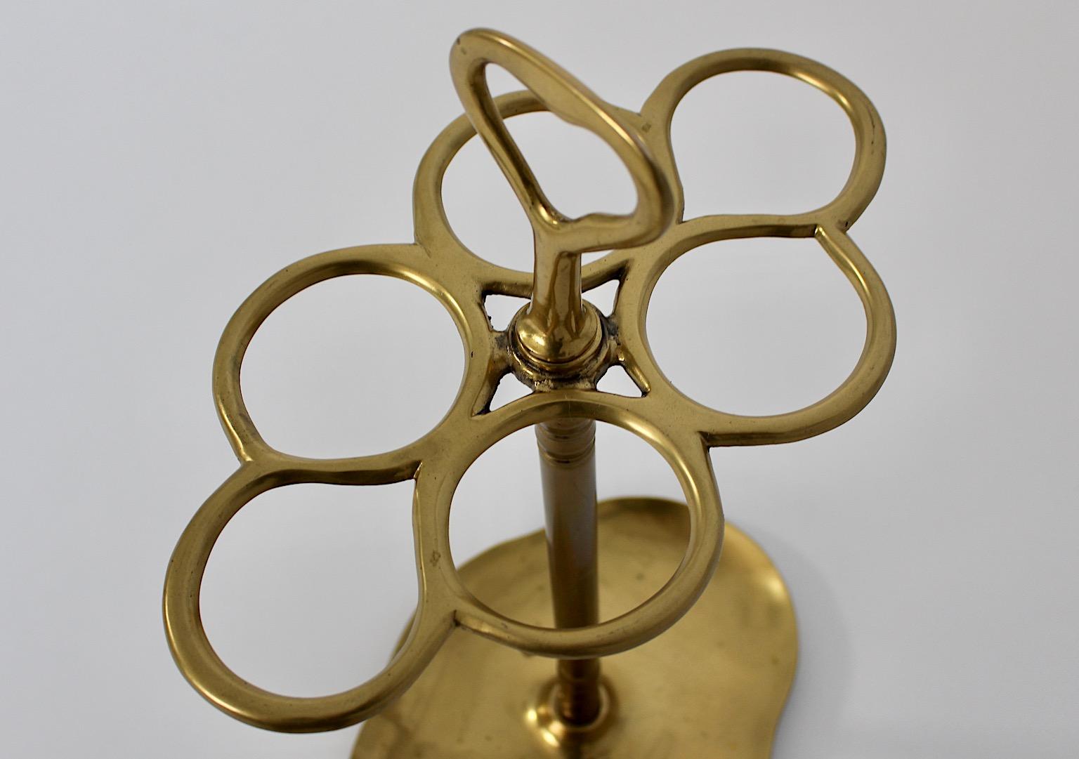 20th Century Hollywood Regency Style Vintage Brass Umbrella Stand Cane Holder 1970s Italy For Sale