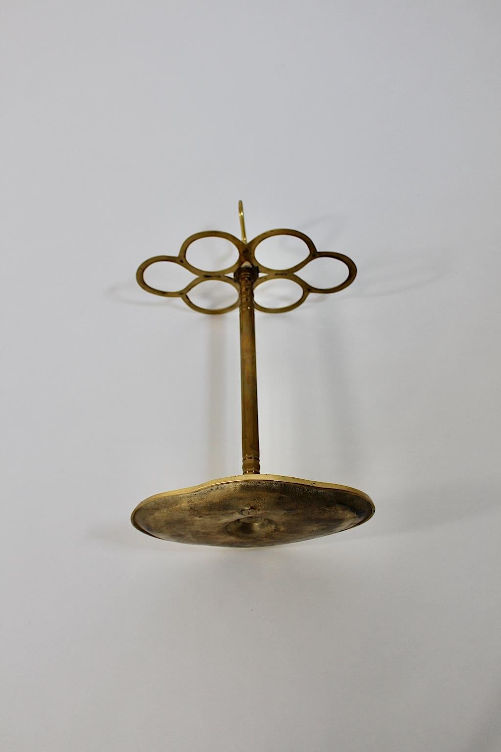 20th Century Hollywood Regency Style Vintage Brass Umbrella Stand Cane Holder 1970s Italy For Sale