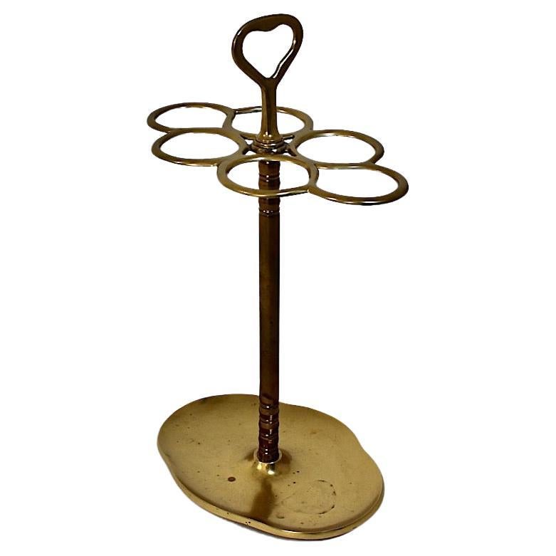 Hollywood Regency Style Vintage Brass Umbrella Stand Cane Holder 1970s Italy For Sale