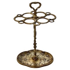 Hollywood Regency Style Vintage Cast Brass Umbrella Stand, Italy, 1970s