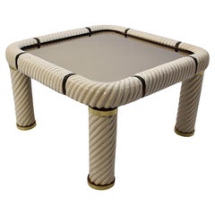 Hollywood Regency-Stil Vintage-Couchtisch aus Keramik und Messing Tommaso Barbi Italien