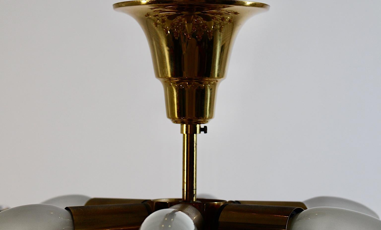 Hollywood Regency Style Vintage Flush Mount Brass Flowers Palwa 1960s Germany For Sale 5