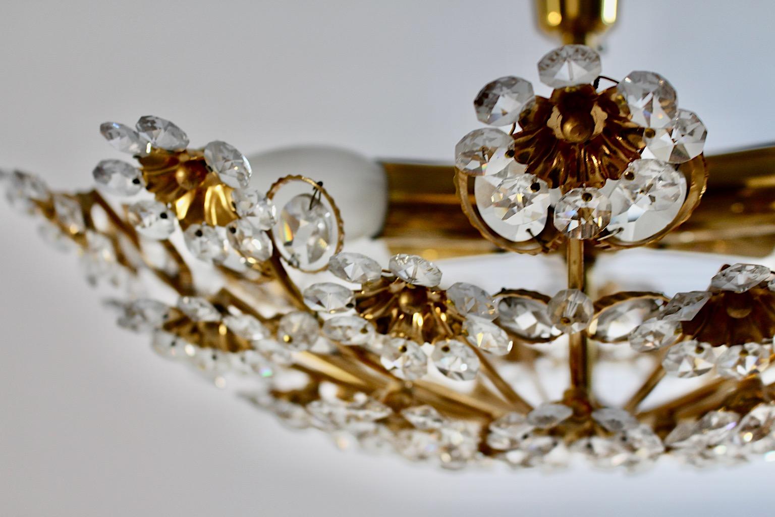 Hollywood Regency Style Vintage Flush Mount Brass Flowers Palwa 1960s Germany For Sale 6