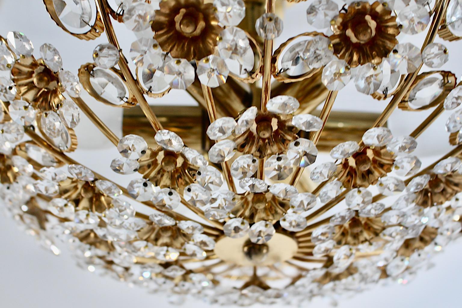 Hollywood Regency Style Vintage Flush Mount Brass Flowers Palwa 1960s Germany For Sale 8
