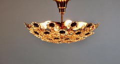 Hollywood Regency Style Vintage Flush Mount Brass Flowers Palwa 1960s Germany