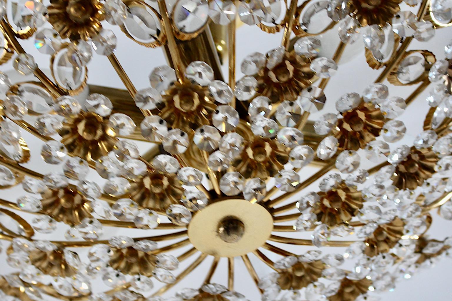 Hollywood Regency Style Vintage Flush Mount Brass Flowers Palwa 1960s Germany For Sale 1