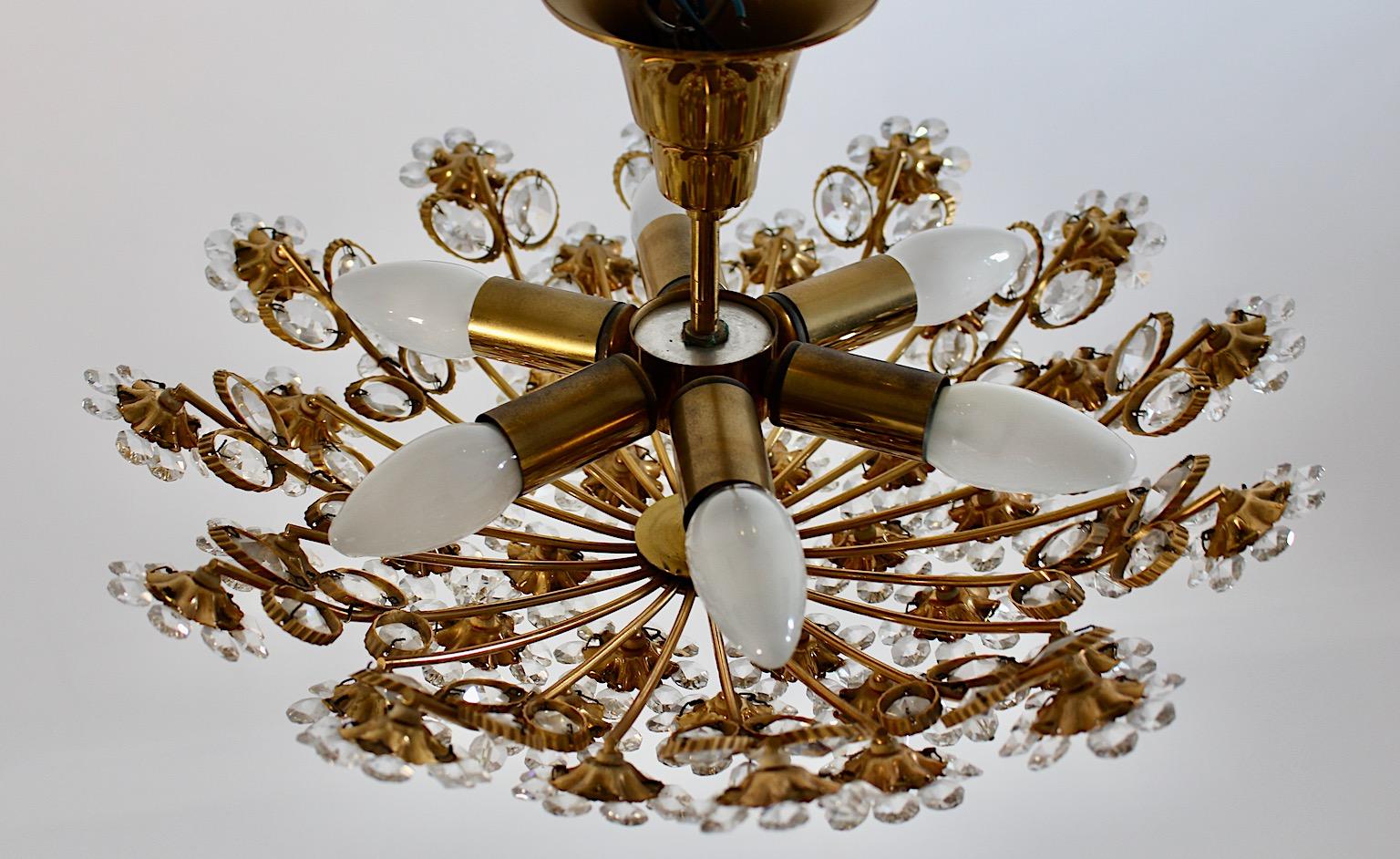 Hollywood Regency Style Vintage Flush Mount Brass Flowers Palwa 1960s Germany For Sale 4