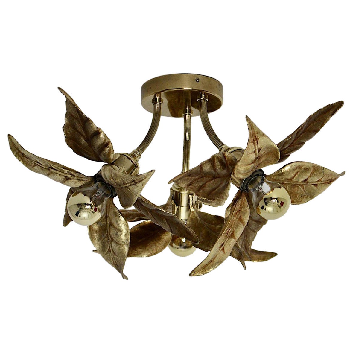 Applique encastrée en métal doré de style Hollywood Regency, Willy Daro, 1970 en vente
