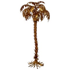 Hollywood Regency Style Vintage Golden Palm Tree Floor Lamp Hans Kögl, c 1970
