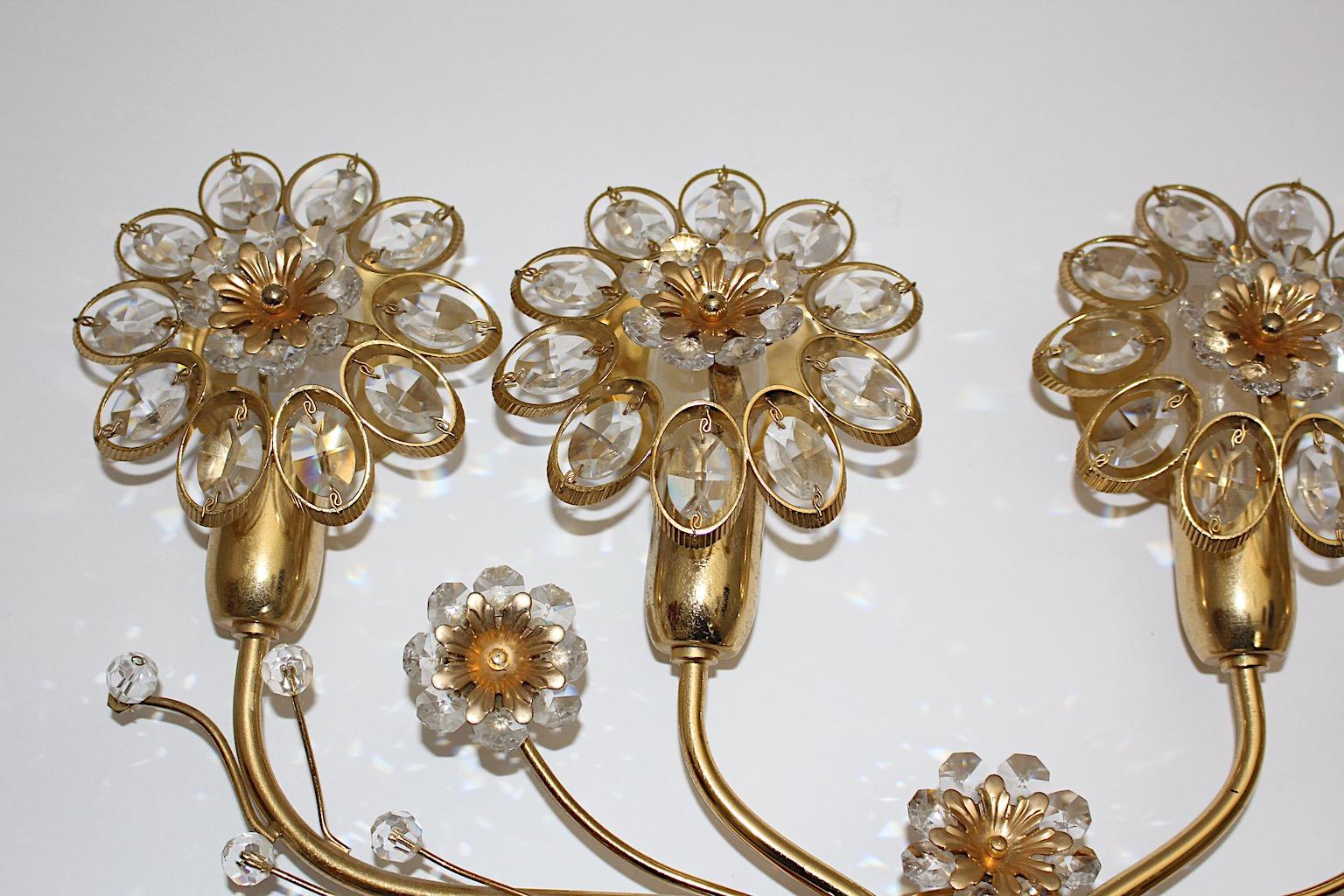 Hollywood Regency Style Vintage Naturalistic Flower Sconce Wall Light Palwa 1970 For Sale 1