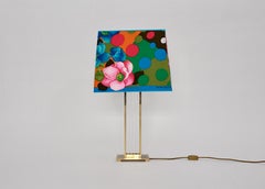 Hollywood Regency Style Vintage Table Lamp Gilt Brass Glass Italy 1970s