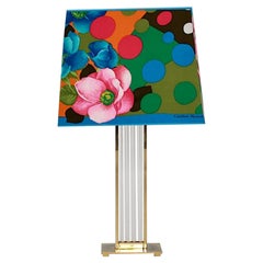 Lampada da tavolo vintage in stile Hollywood Regency in ottone dorato e vetro Italia anni '70