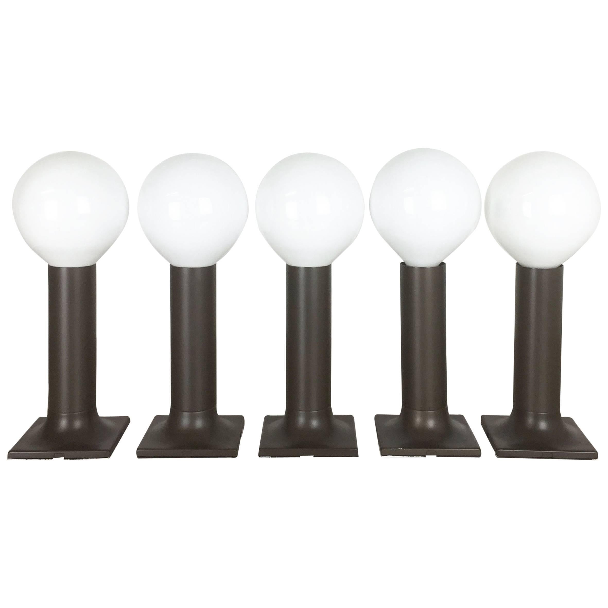 Article:

Set of five tube table lights for ceiling or wall fixation


Design:

Rolf Krüger


Producer:

Staff, Germany



Origin:

Germany



Age:

1970s









Original 1970s brown metal light made by staff in