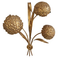 Hollywood Regency Style Wall Lamp in Gold with Floral Design, 1950s
