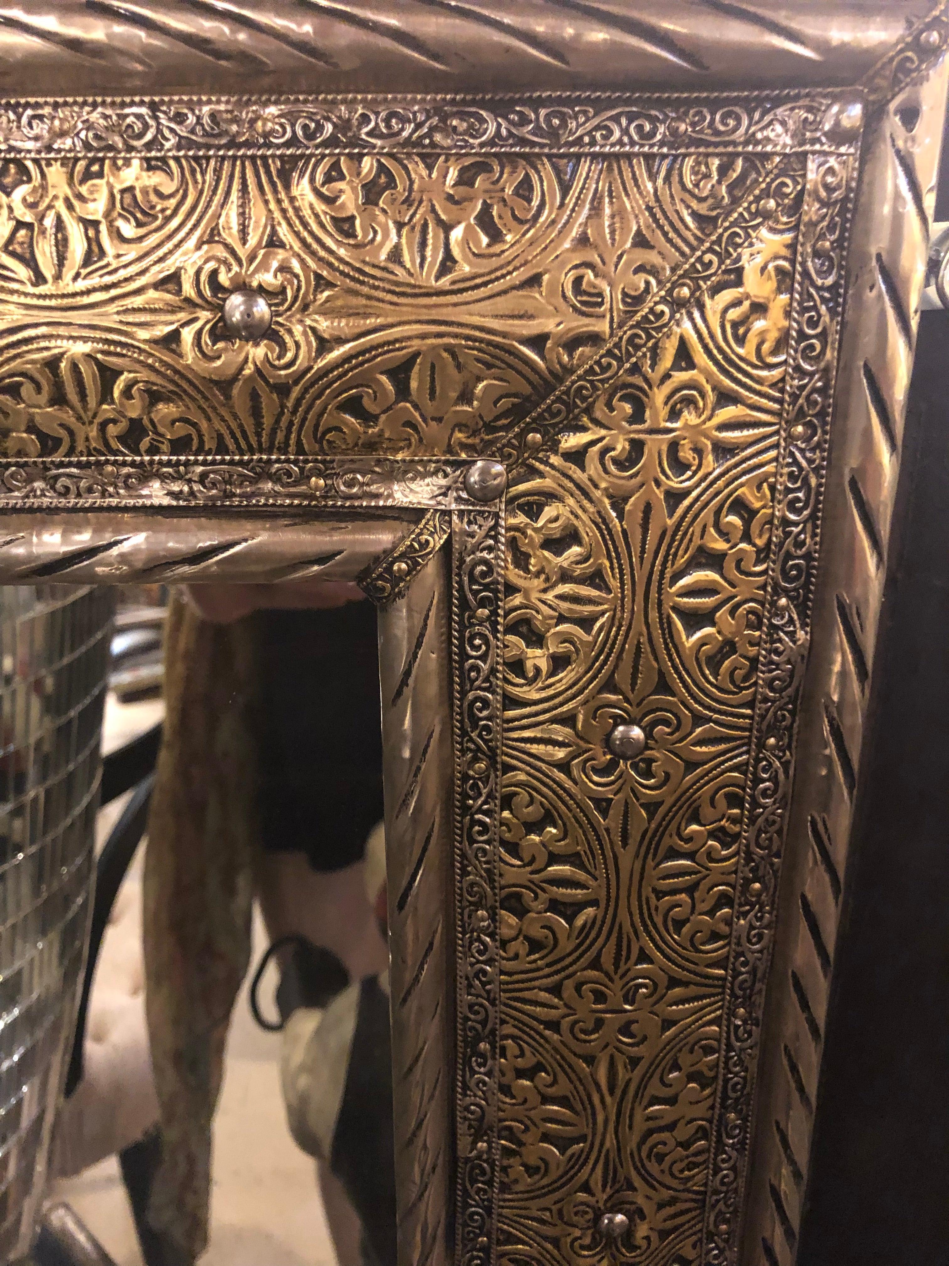 Late 20th Century Hollywood Regency Style Wall or Console Mirror in Silver and Gold, a Pair For Sale