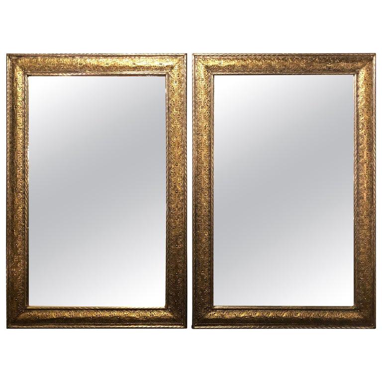 Hollywood Regency Style Wall or Console Mirror in Silver and Gold, a Pair For Sale