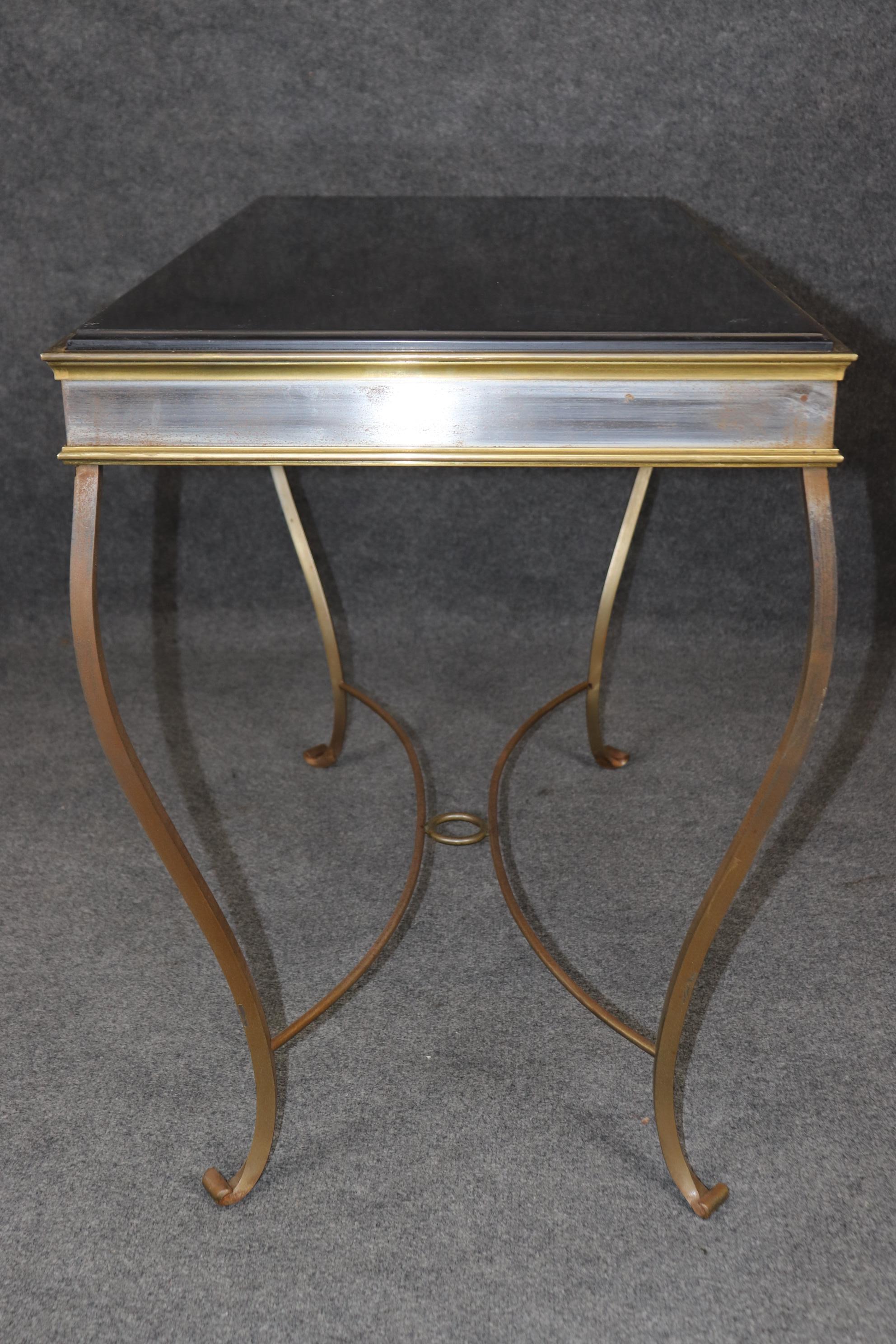 Italiano Piano in ardesia in ferro battuto in stile Hollywood Regency  Tavolo consolle in vendita