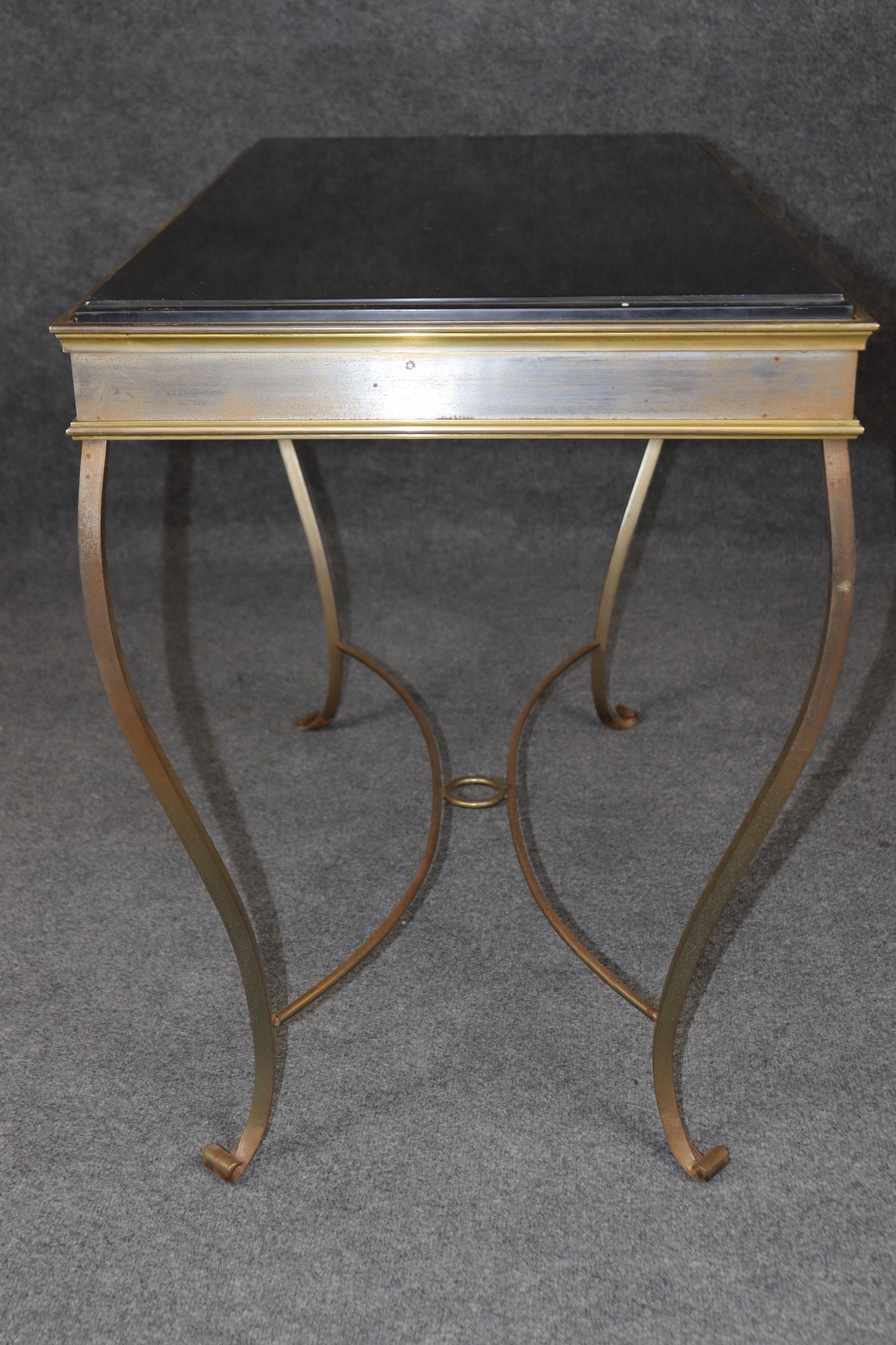 Metà XX secolo Piano in ardesia in ferro battuto in stile Hollywood Regency  Tavolo consolle in vendita