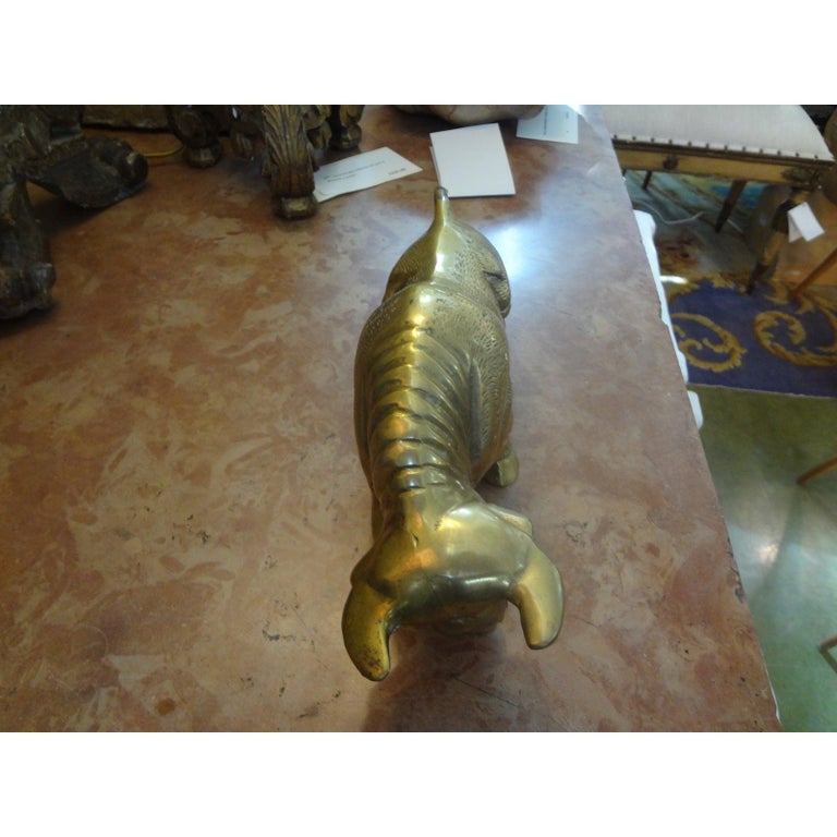 Hollywood Regency Stylized Brass Bull Statue 4