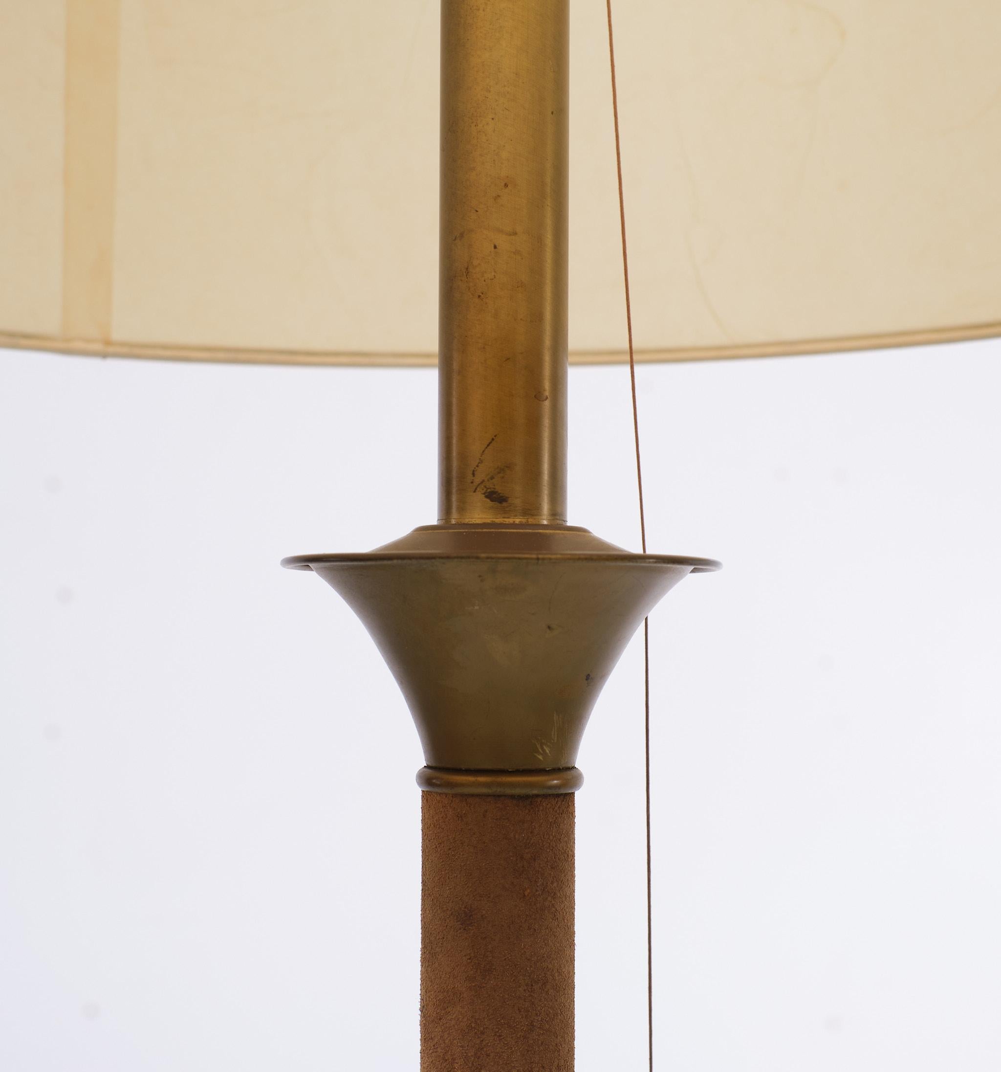 French Hollywood Regency  Suede Floor Lamp 1970s France  For Sale