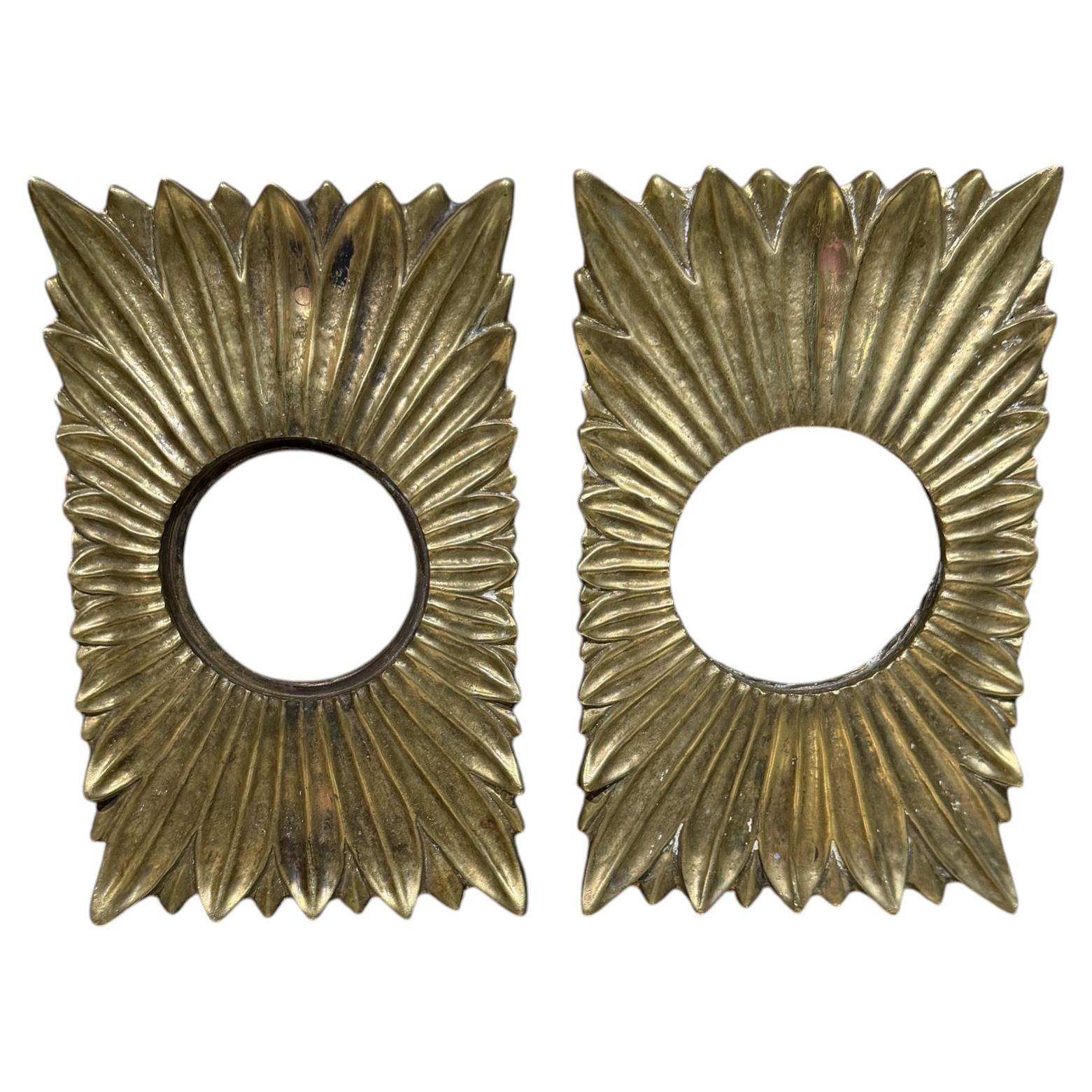 Rosettes de porte ou plaques de fond d'écusson Hollywood Regency Sunburst en vente