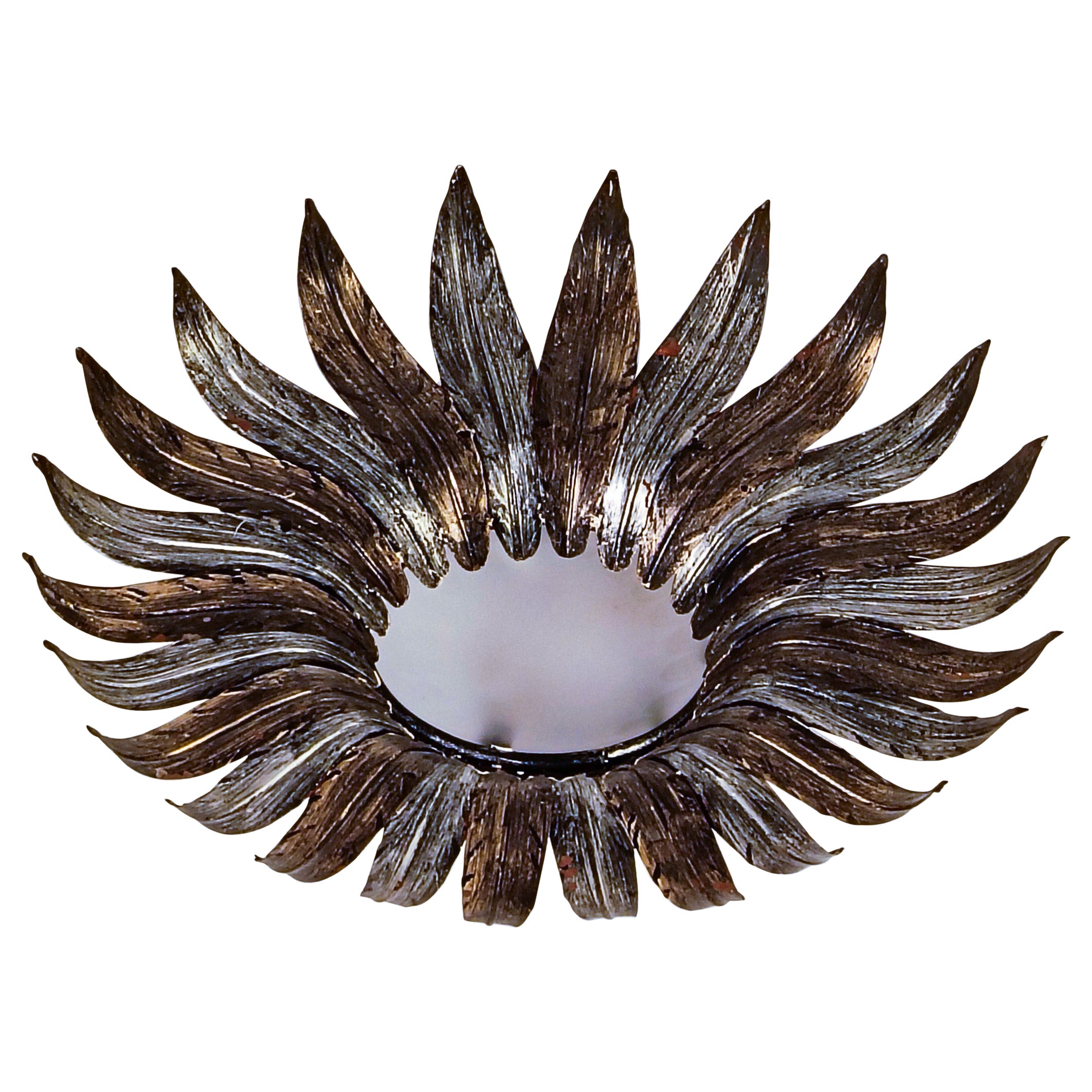 Hollywood Regency. Empotrable de hojas Sunburst de Ferro Art, España, Años 50 en venta