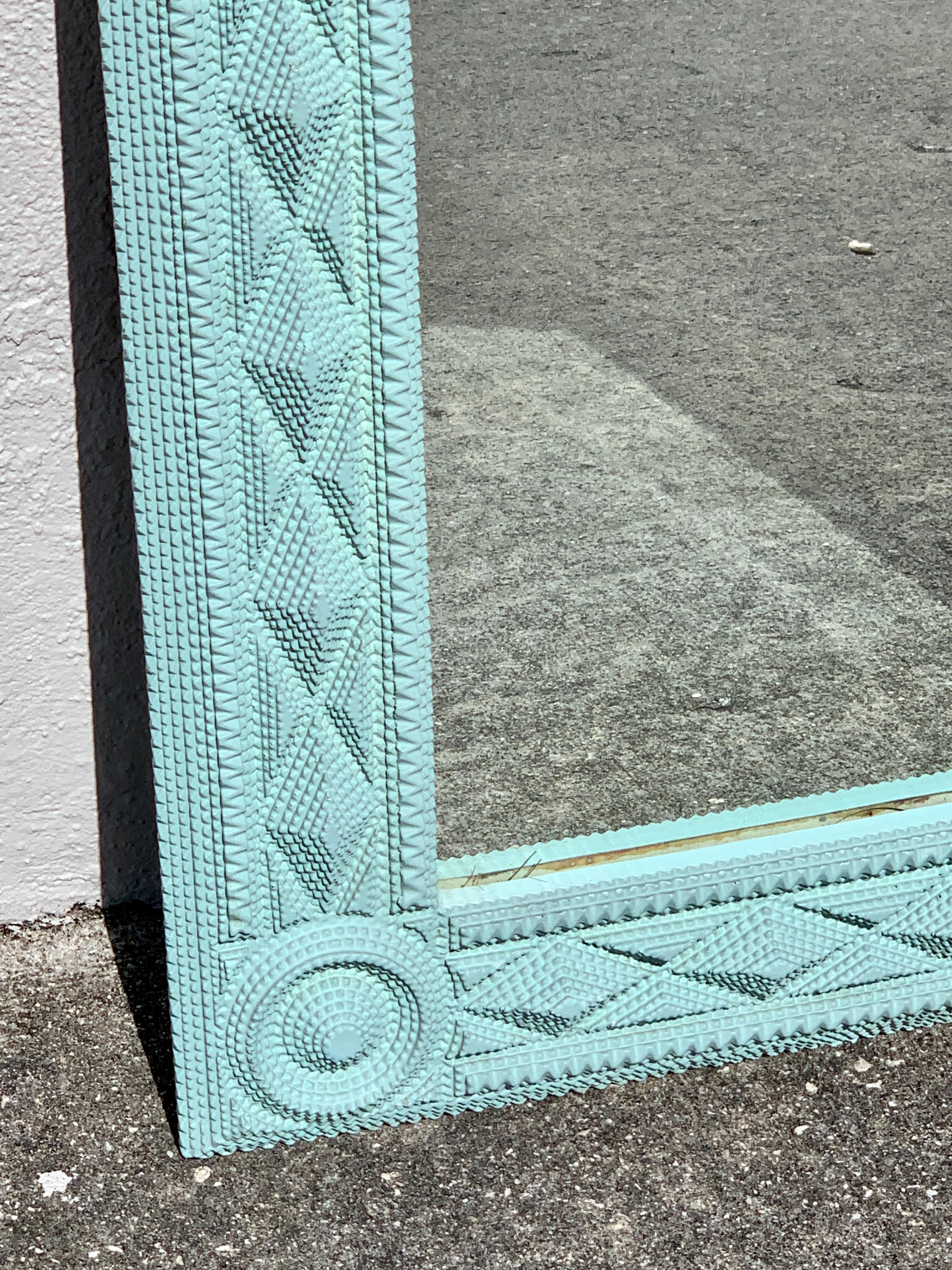 Hollywood Regency Syrian Style Sky Blue Mirror, by G. Edwards 1