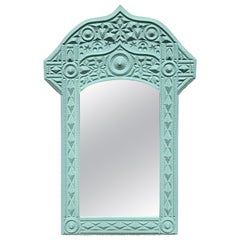 Hollywood Regency Syrian Style Sky Blue Mirror, by G. Edwards