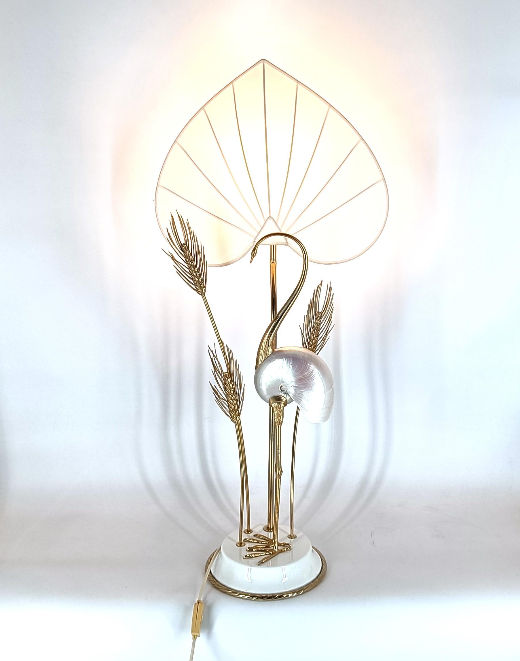 Brass Hollywood regency table lamp by Antonio Pavia, 1970s